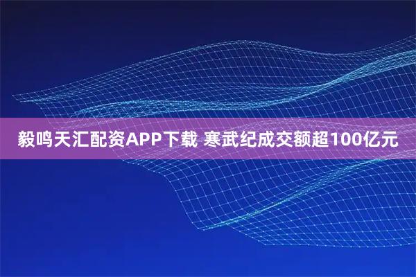 毅鸣天汇配资APP下载 寒武纪成交额超100亿元
